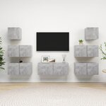 vidaXL Ensemble de meubles TV 7 Pièces Gris béton Bois d'ingénierie