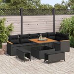 vidaXL Ensemble de canapé de jardin 9 Pièces Noir polyrotin