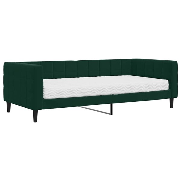 vidaXL Lit de jour avec matelas vert foncé 90x200 cm velours