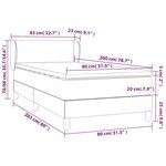 vidaXL Sommier à lattes de lit et matelas Gris foncé 80x200 cm Velours