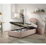 Lit MOON rose 90x200 - Coffre + pouf assorti