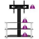 vidaXL Meuble TV d'angle 3 niveaux pour 32-70 pouces noir et argenté