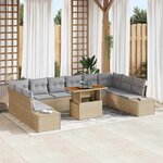 vidaXL Ensemble de canapé de jardin avec coussin 11 Pièces Beige  Gris