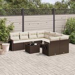 vidaXL Salon de jardin avec coussins 9 Pièces marron résine tressée