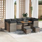 vidaXL Ensemble de canapé de jardin 10 Pièces Gris 90 x 55 x 71 cm