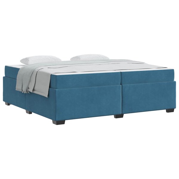 vidaXL Cadre de lit avec matelas Bleu foncé 200 x 200 cm tissu