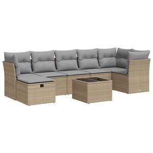 vidaXL Salon de jardin avec coussins 8 Pièces beige résine tressée