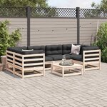 vidaXL Salon de jardin 7 Pièces avec coussins bois de pin massif