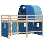 vidaXL Lit mezzanine enfants et tunnel bleu 90x200cm bois pin massif