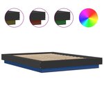 vidaXL Cadre de lit avec lumières LED sans matelas noir 135x190 cm