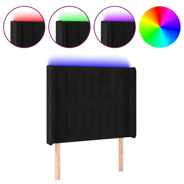 vidaXL Tête de lit à LED Noir 103x16x118/128 cm Velours