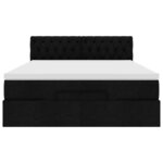 vidaXL Lit ottoman avec matelas et LED noir 140x190 cm tissu