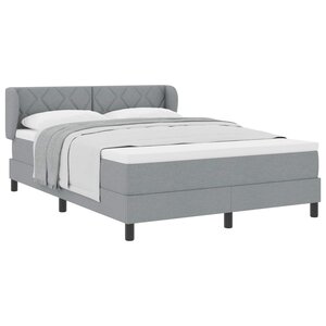 vidaXL Lit à ressorts avec matelas Gris clair 160 x 200 cm tissu