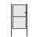 vidaXL Portail en maille de jardin Acier galvanisé 100 x 225 cm Gris
