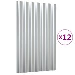 vidaXL Panneaux de toit 12 Pièces Acier enduit de poudre Argenté 60x36 cm