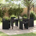 vidaXL Ensemble de salle à manger de jardin 5 pièces avec coussins Noir Rattan poly