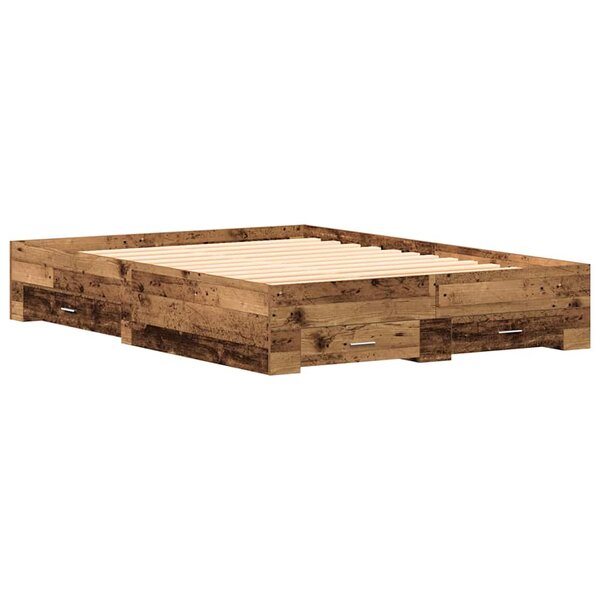 vidaXL Cadre de lit avec tiroirs Bois ancien Bois d'ingénierie