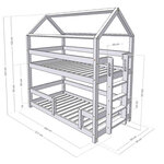 Lit superposé cabane MONTY 222 cm verni