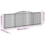 vidaXL Paniers à gabions arqués 15 Pièces 400x30x120/140 cm Fer galvanisé