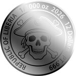Pièce de monnaie en Platine 12 Dollars g 0.031 (1/1000 oz) Millésime 2026 PRIVATEERS VS PIRATES 1/1000 (PRÉCOMMANDE)
