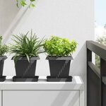 vidaXL Pot de Fleurs Carré 24 pc Noir 16 x 16 x 14 cm Plastique