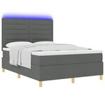 vidaXL Lit à ressort LED avec matelas Gris foncé 160 x 200 cm tissu