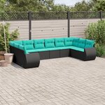 vidaXL Salon de jardin 10 Pièces avec coussins noir résine tressée