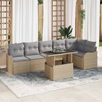 vidaXL Ensemble de canapé de jardin 7 Pièces Beige 100 x 55 x 73 cm