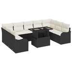 vidaXL Ensemble de canapé de jardin 10 Pièces Noir 100 x 55 x 73 cm