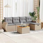 vidaXL Salon de jardin avec coussins 6 Pièces beige résine tressée