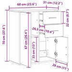 vidaXL Buffet chêne artisanal 60 x 31 x 70 cm Bois d'ingénierie
