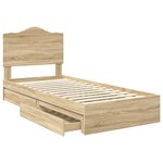vidaXL Lit de Rangement Chêne Sonoma 90 x 200 cm Bois d'ingénierie