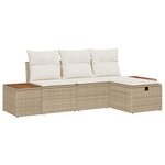 vidaXL Ensemble de canapé de jardin 4 Pièces Beige Poly rotin