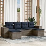 vidaXL Salon de jardin 6 Pièces avec coussins gris résine tressée