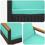 vidaXL Banc extérieur Noir et turquoise 107 x 61 x 80 cm polyrotin