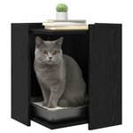 vidaXL Enceinte pour bac à litière pour chat Chêne noir