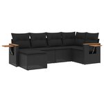 vidaXL Salon de jardin 6 Pièces avec coussins noir résine tressée