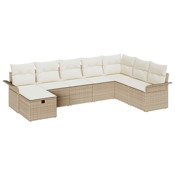 vidaXL Ensemble de canapé de jardin avec coussin 8 Pièces beige et crème