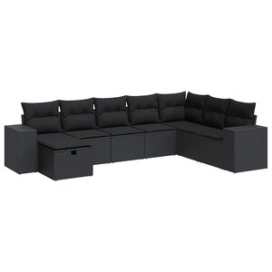 vidaXL Salon de jardin 8 Pièces avec coussins noir résine tressée