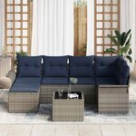 vidaXL Ensemble de canapé de jardin avec stockage 7 Pièces Gris polyrotin