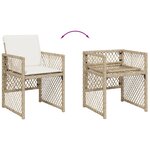 vidaXL Ensemble à manger de jardin et coussins 9 Pièces beige Poly rotin