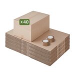 Pack and Move - Lot 40 cartons déménagement seconde main - 57 x 39 x 34 cm - Cartons réemployés - Seconde vie - 2 adhésifs offerts