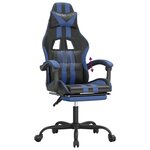 vidaXL Chaise de jeu avec repose-pied Noir et bleu Similicuir