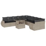 vidaXL Salon de jardin 11 Pièces avec coussins gris clair résine tressée