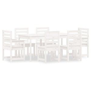 vidaXL Ensemble à manger de jardin 7 Pièces blanc bois massif de pin