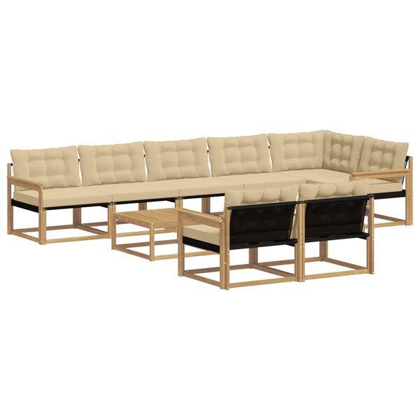 vidaXL Ensemble de canapés d'extérieur 9 pc Blanc et Beige