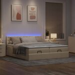 VidaXL Cadre de lit ottoman avec matelas crème 200x200cm tissu