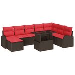 vidaXL Ensemble de canapé de jardin 9 Pièces Marron Poly rotin