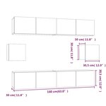vidaXL Ensemble de meubles TV 6 Pièces Gris béton Bois d'ingénierie