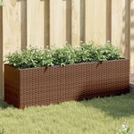 vidaXL Jardinières avec 3 pots 2 Pièces marron 105x30x32cm résine tressée